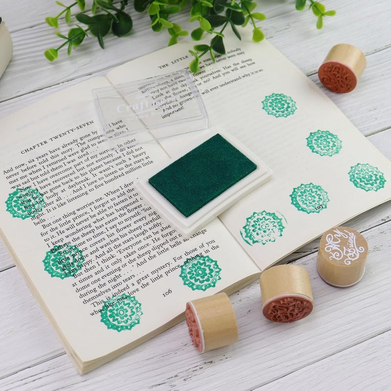 Lsushine Craft Ink Pad for Rubber Stamps, Paper, Wooden, Fabric, Scrapbooking, Non-Toxic Finger Ink Pads for Kids (Blackish Green) - Image 3